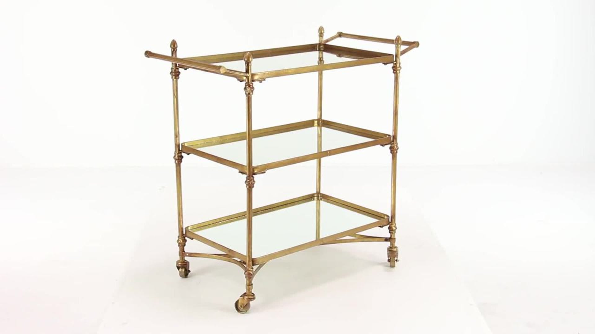 Traditional Brass Metal Bar Cart 87441, 35" x 18" x 33" Traditional