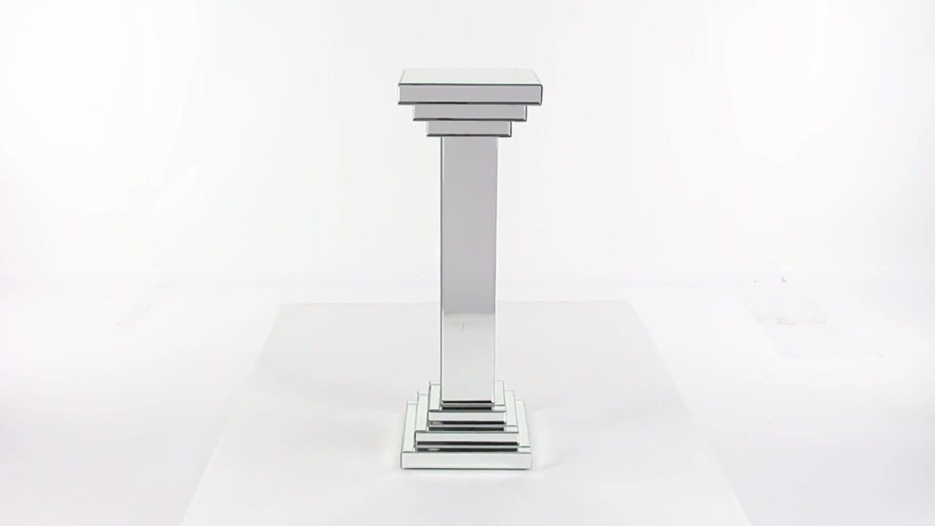 Glam Silver Glass Pedestal Table 87202