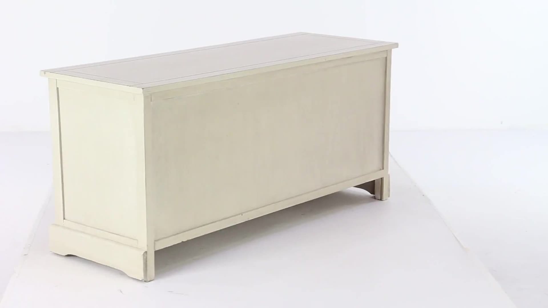 Wood Basket Cabinet, Blue Gray, White