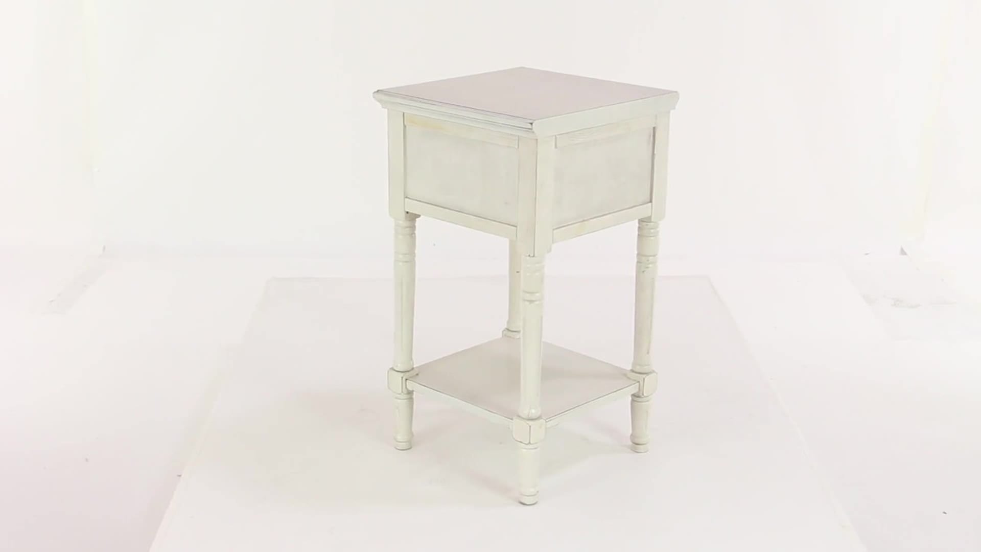 Traditional Cream Wood Accent Table 96199, 16" x 16" x 29" French