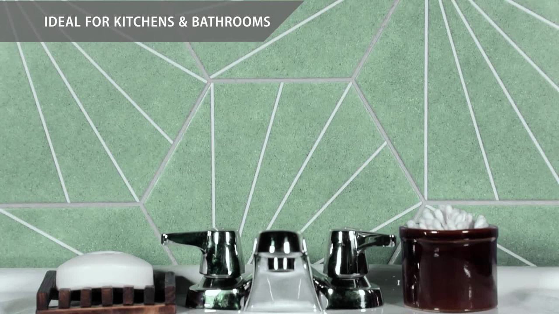 Merola Tile Aster Hex Encaustic Porcelain Floor and Wall Tile, Verde