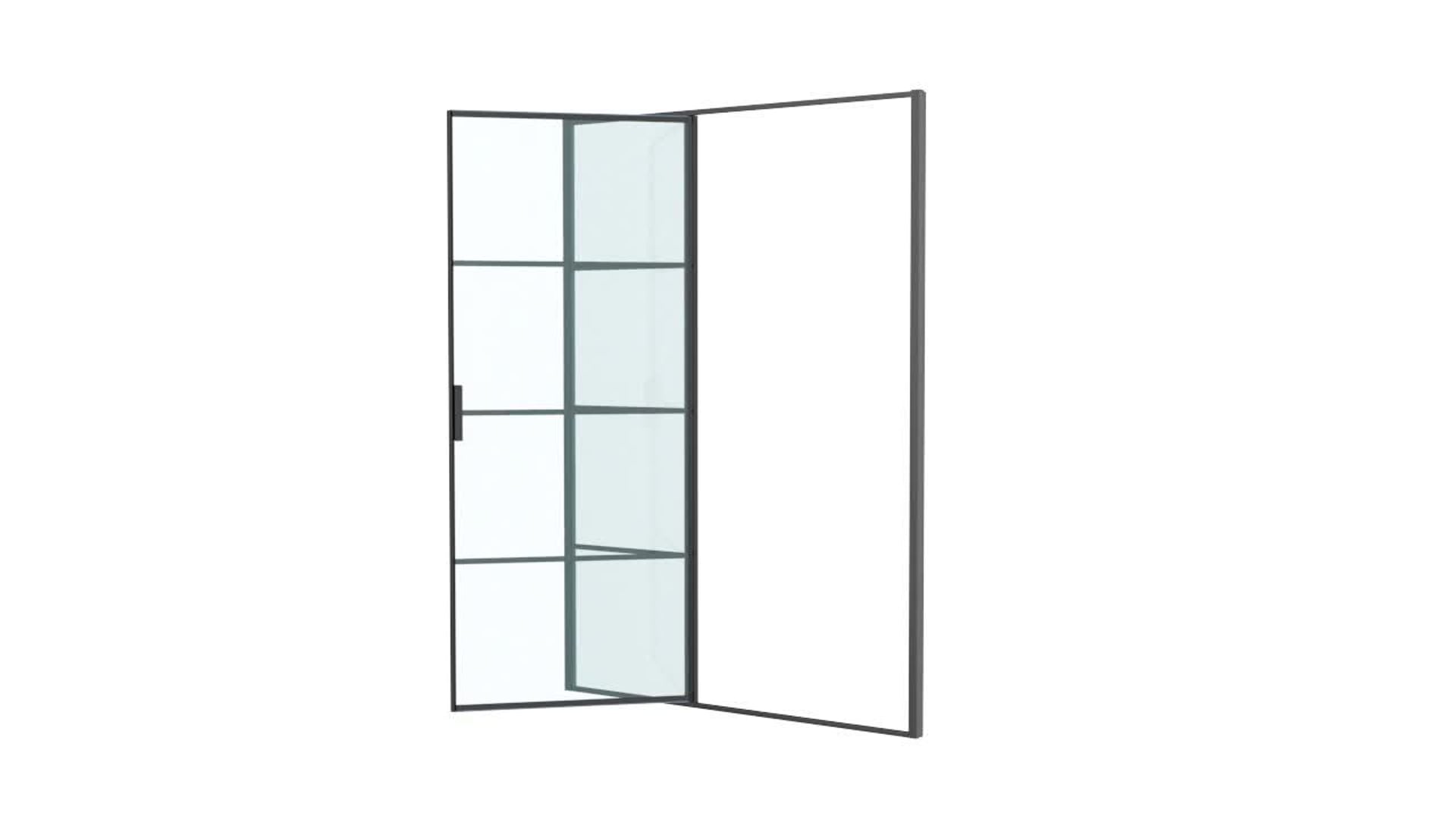 Sondrio Matte Black Pivot Shower Door Enclosure Contemporary Shower