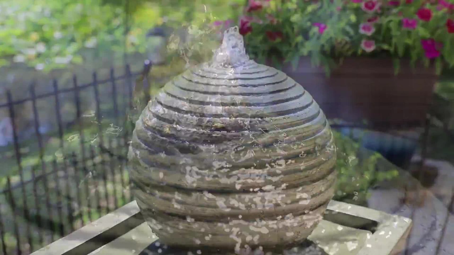 Bubble Outdoor Solar Floor Fountain Transitional Outdoor Fountains