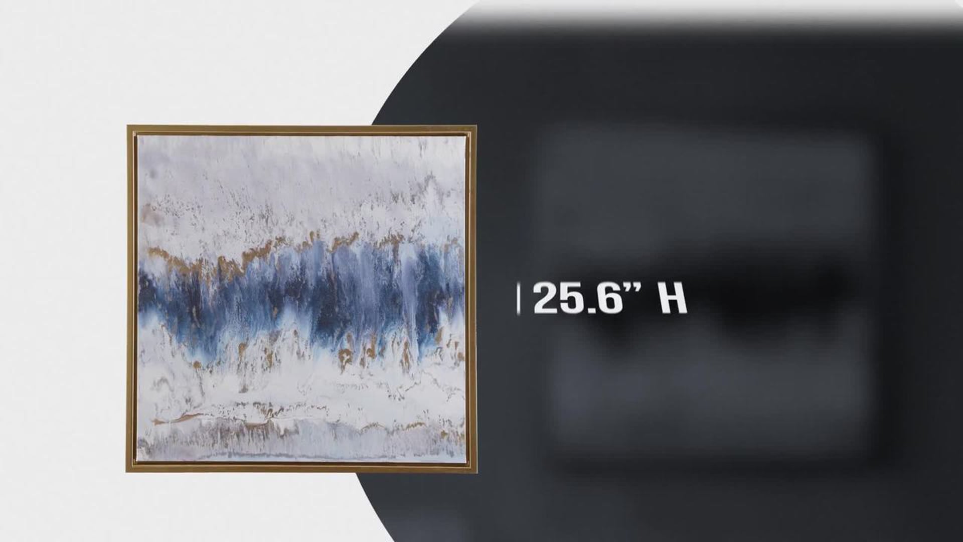 Madison Park Blue Embrace Framed Canvas With Gel Coat And Gold Foil