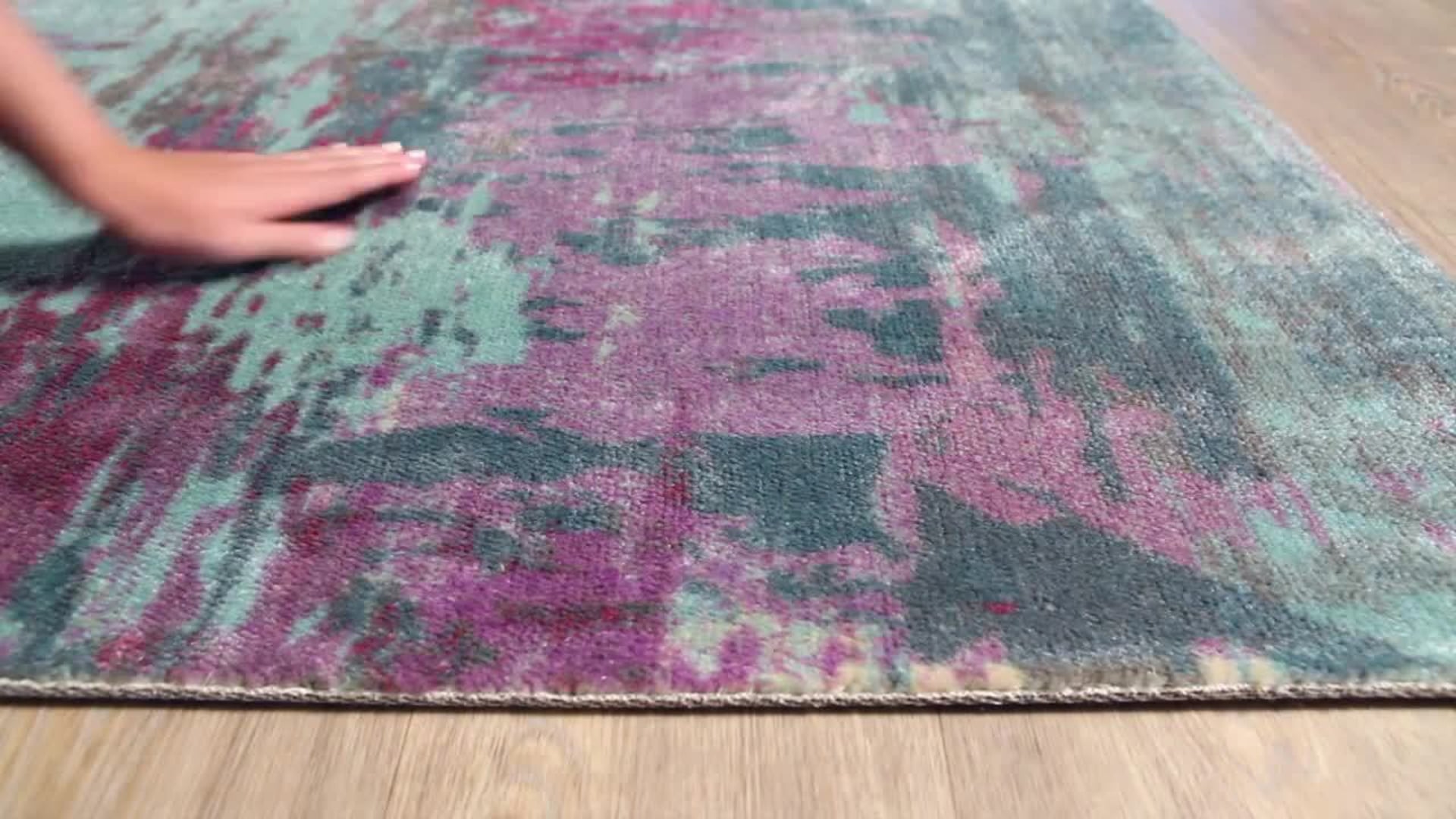 Felicity Modern Bright Purple, Teal Area Rug, 5'x7'6" Contemporary