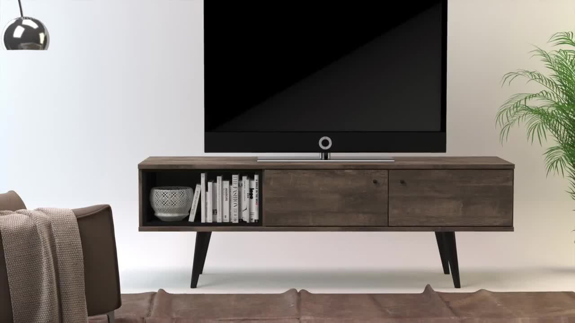 Valencia 3Shelf TV Stand Midcentury Entertainment Centers And Tv Stands by Amazonia Houzz