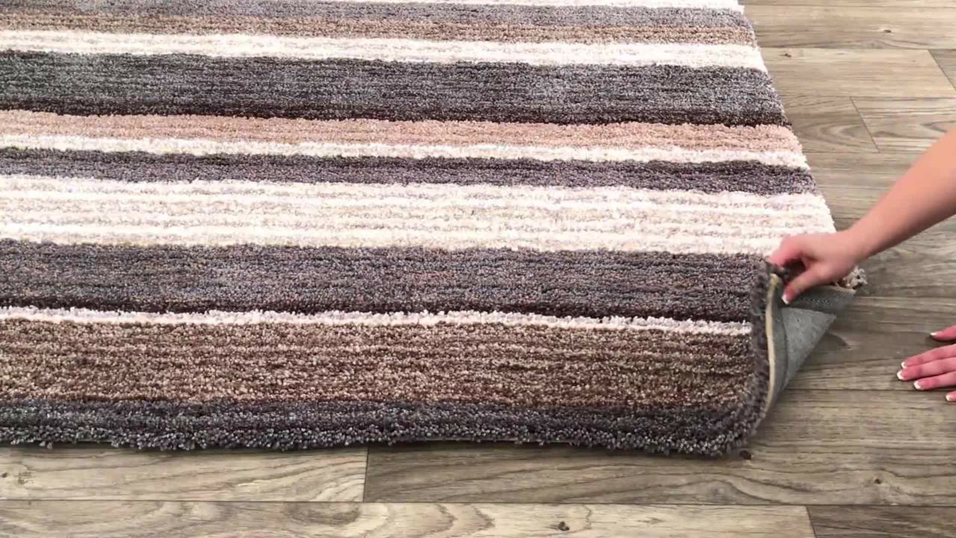 Hand-Tufted Striped Shaggy Plush Shag Rug, Beige, Multi, 8'x10'