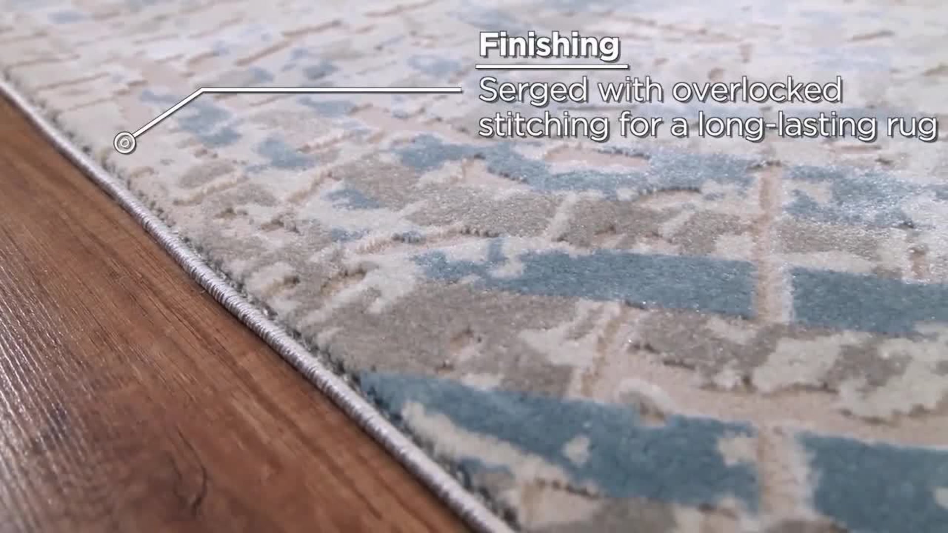 Abani Vista Modern Painted Canvas Area Rug, Blue and Gray Distressed, 5