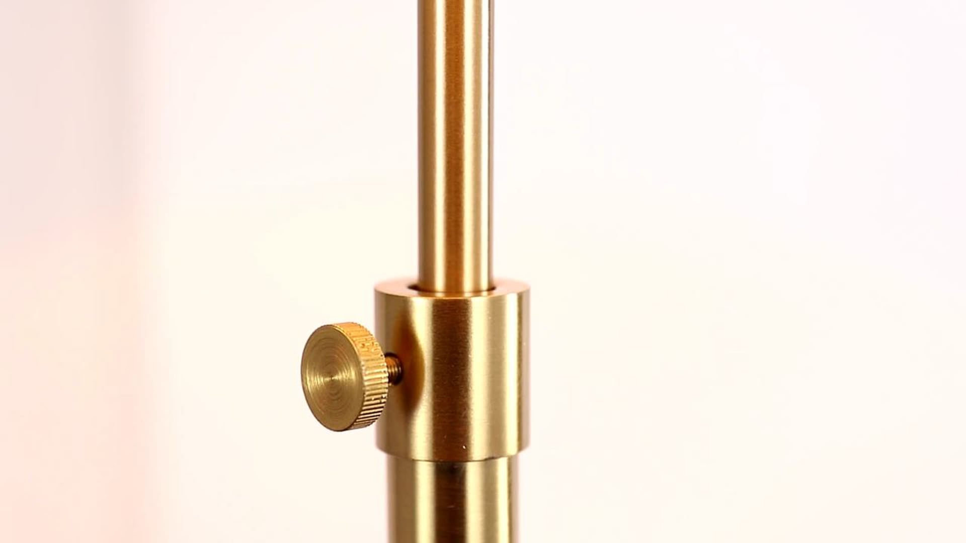 June Adjustable Metal/Marble LED Floor Lamp, Brass Gold/White