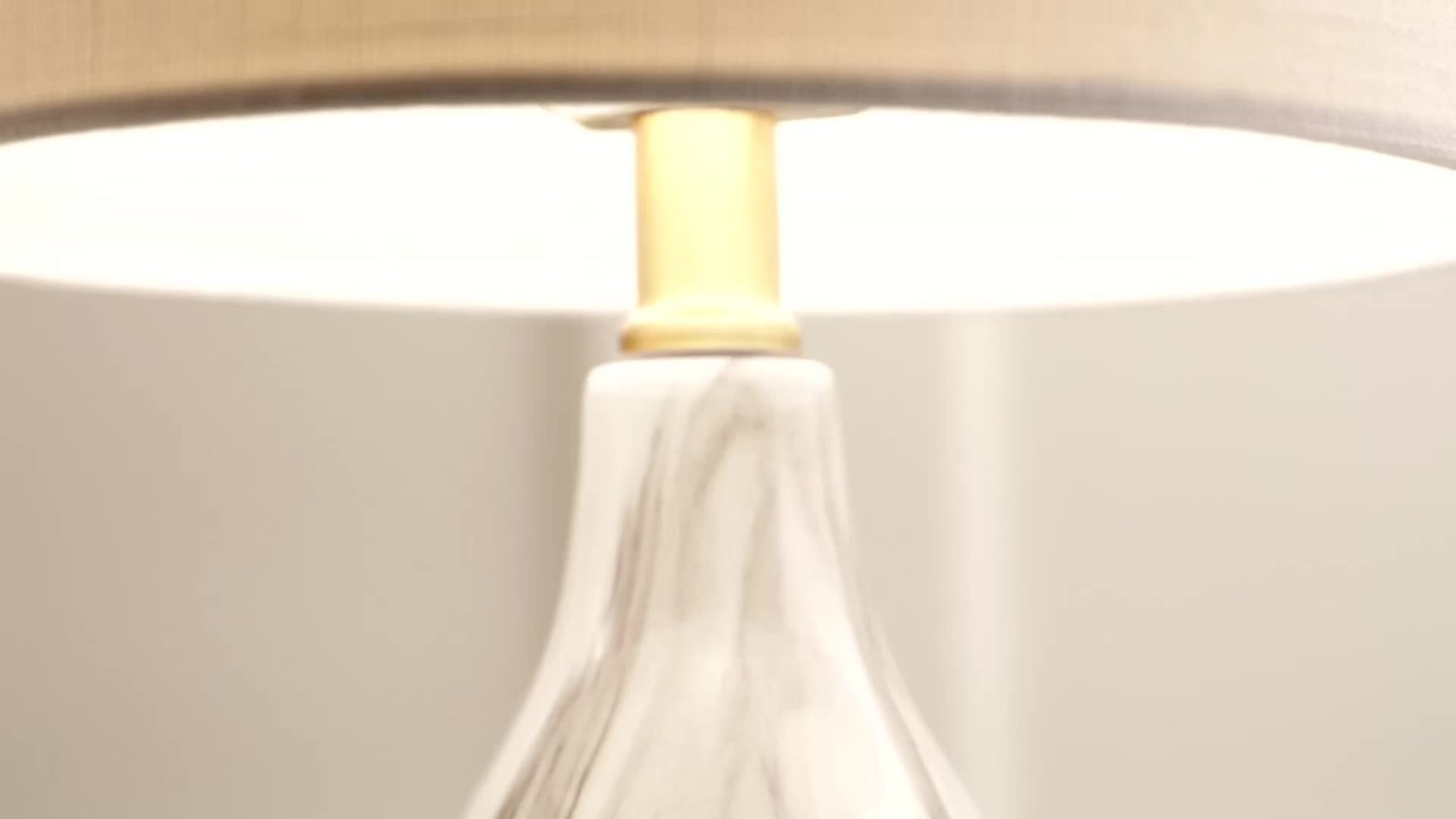 Anya 20.5" Mini Glass Table Lamp, Black/White, Single