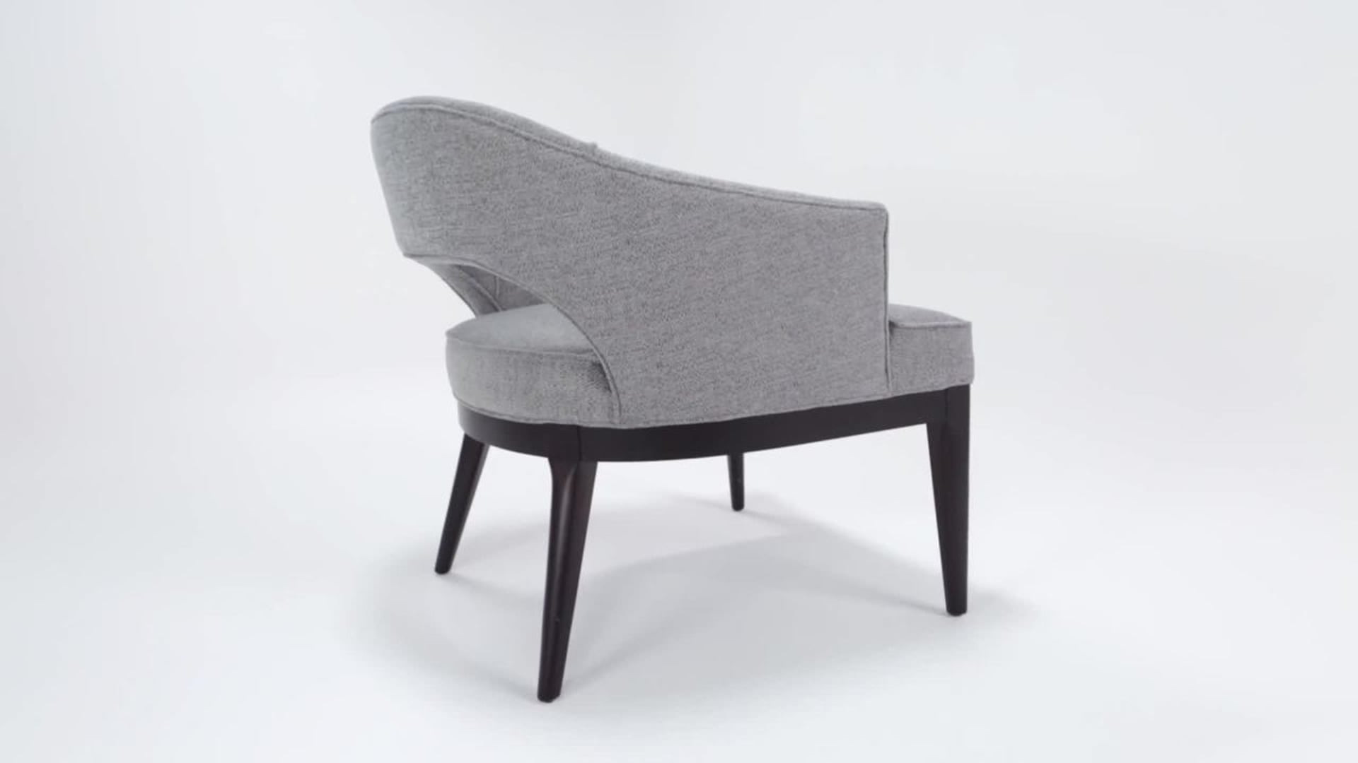Mallory 29" Mid Century Modern Tub Chair, Gray Tweed
