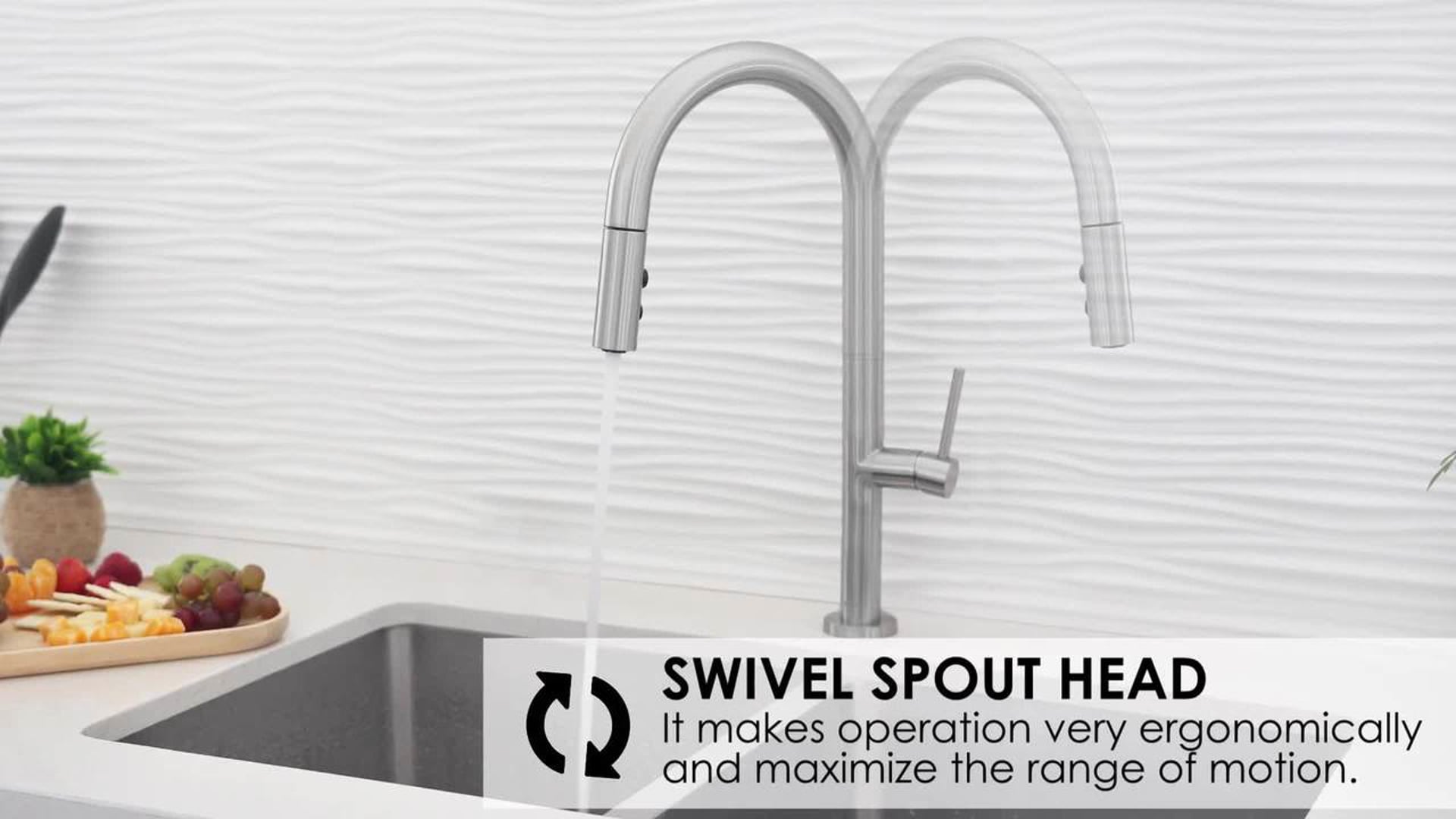 STYLISH Single Handle Pull Down Kitchen Faucet Dual Mode in Black-Brushed Gold