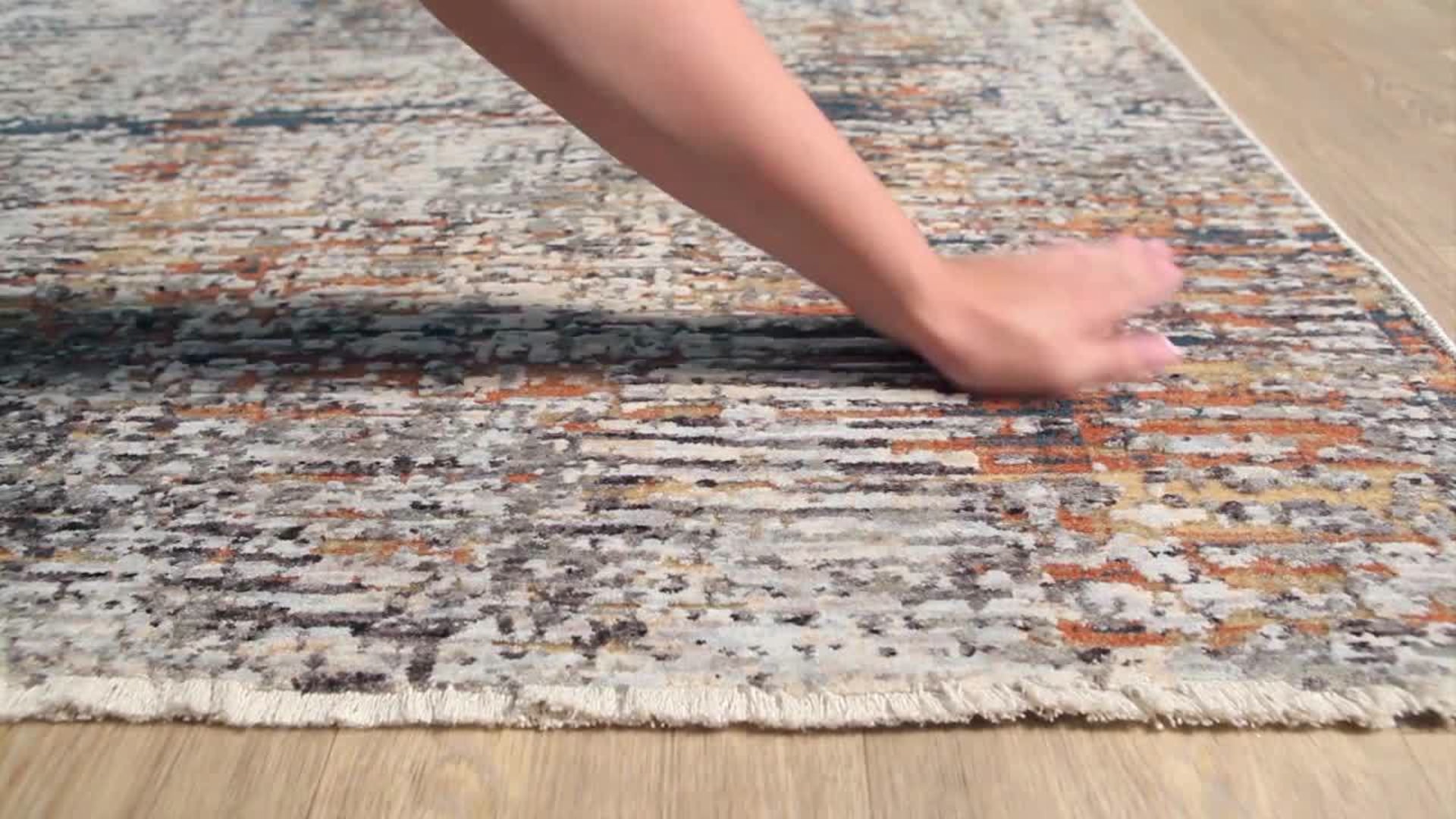 Presidential Modern Bright Blue, Burnt Orange Area Rug, 3'3"x10