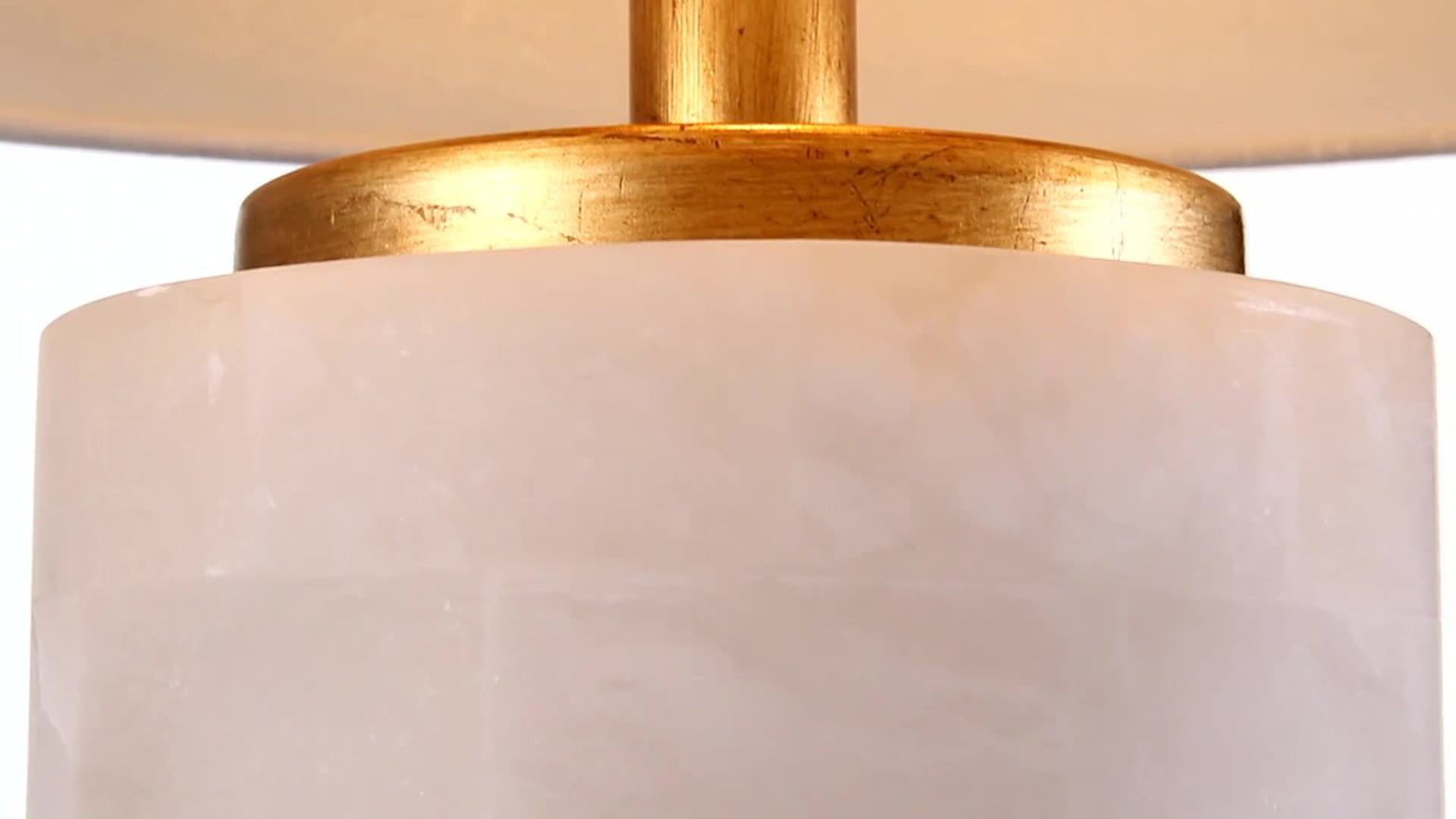 Eliza 25.5" Alabaster LED Table Lamp, White, Gold Leaf