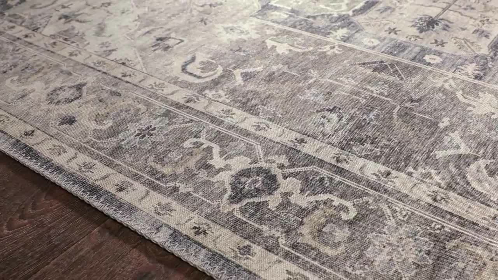 Loloi II Hathaway Printed Steel / Ivory Area Rug Contemporary Area