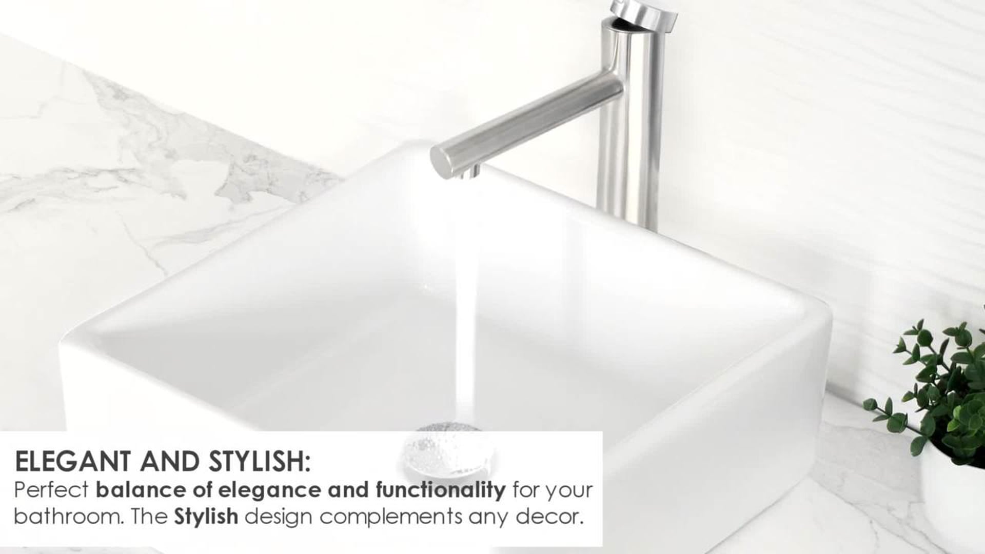 STYLISH Single Handle Bathroom Vessel Sink Faucet, Stainless Steel Brushed Gold