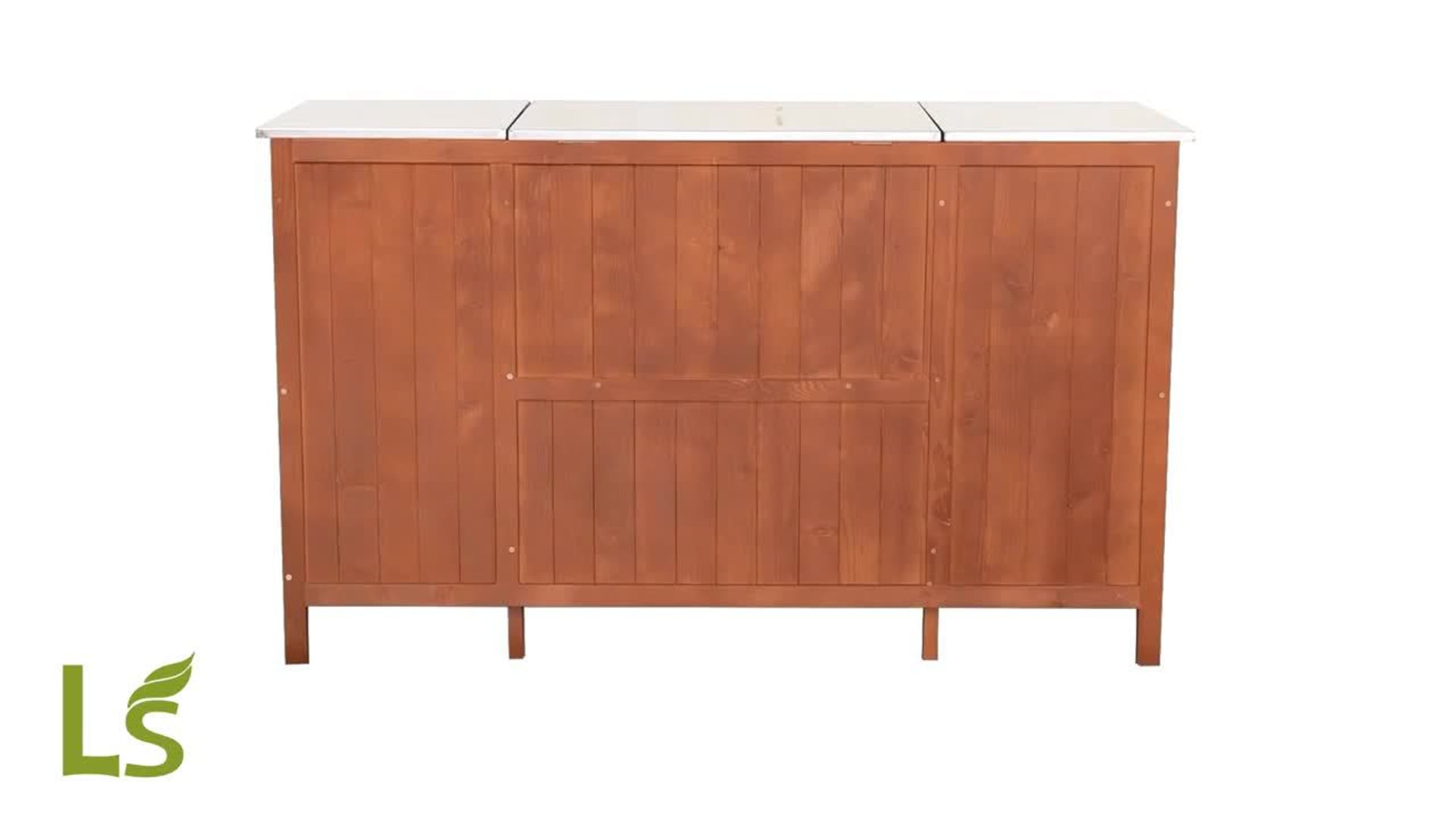 Leisure Season Wood Buffet Server with Cooler Compartment in Medium Brown