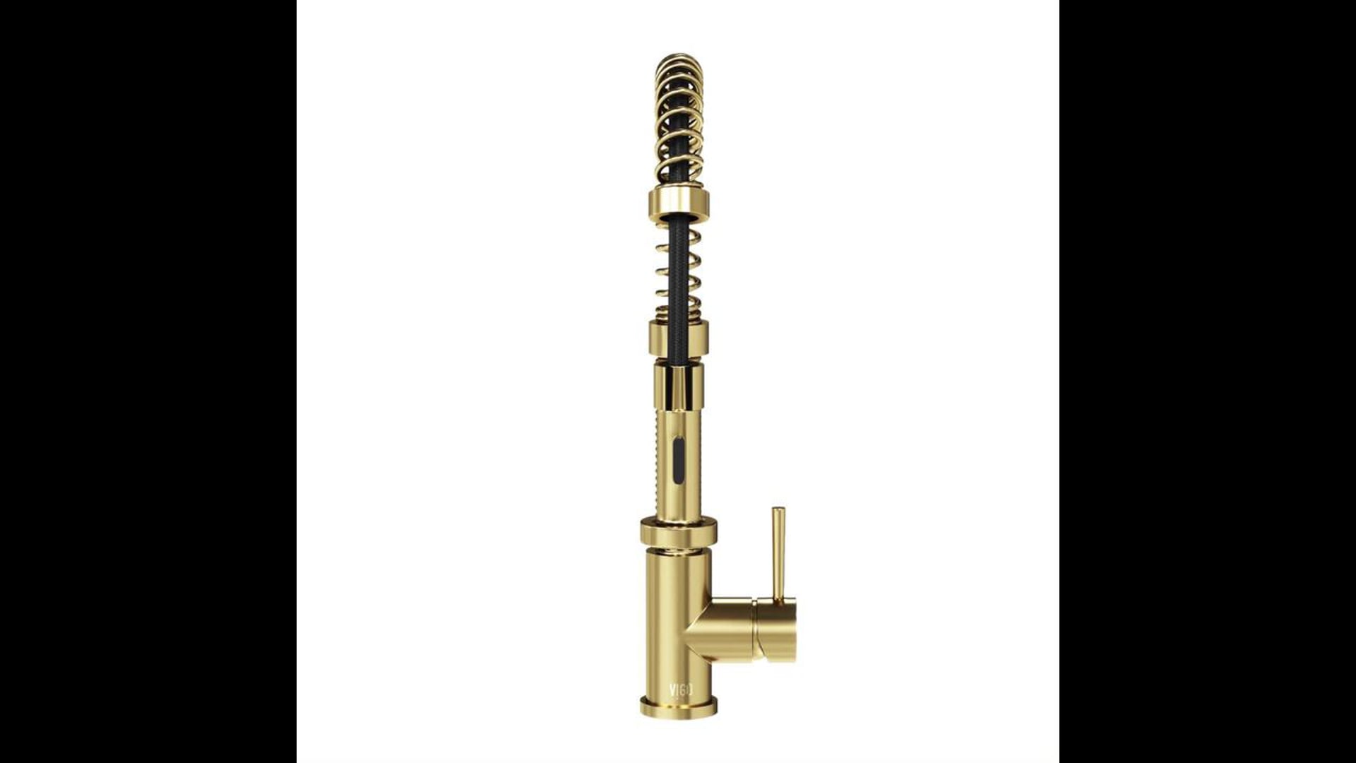 VIGO Edison 19" H Single Handle Pull-Down Sprayer Kitchen Faucet, Matte Brushed Gold, No Sensor, With Soap Dispenser