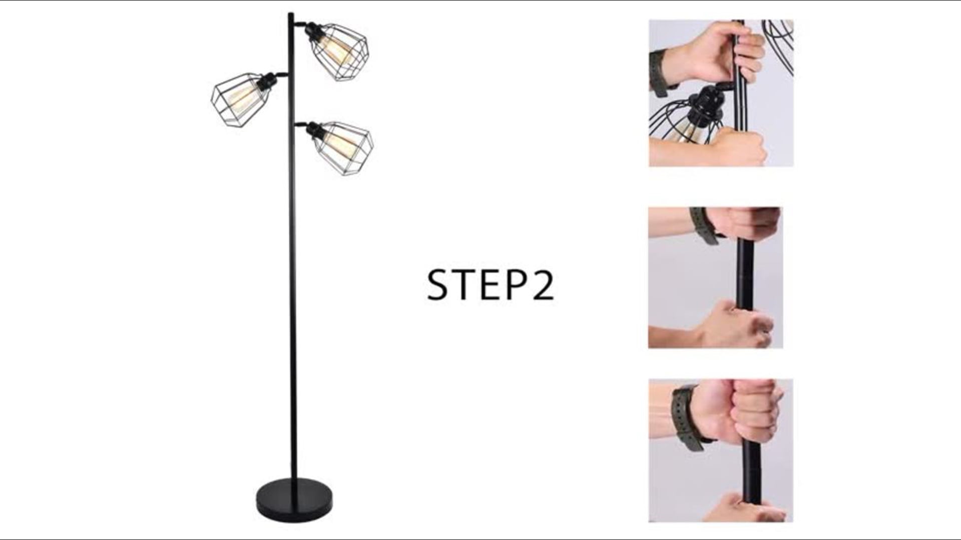 40W 3-Light Floor Uplight Lamp With Metal Shade, ETL-Listed