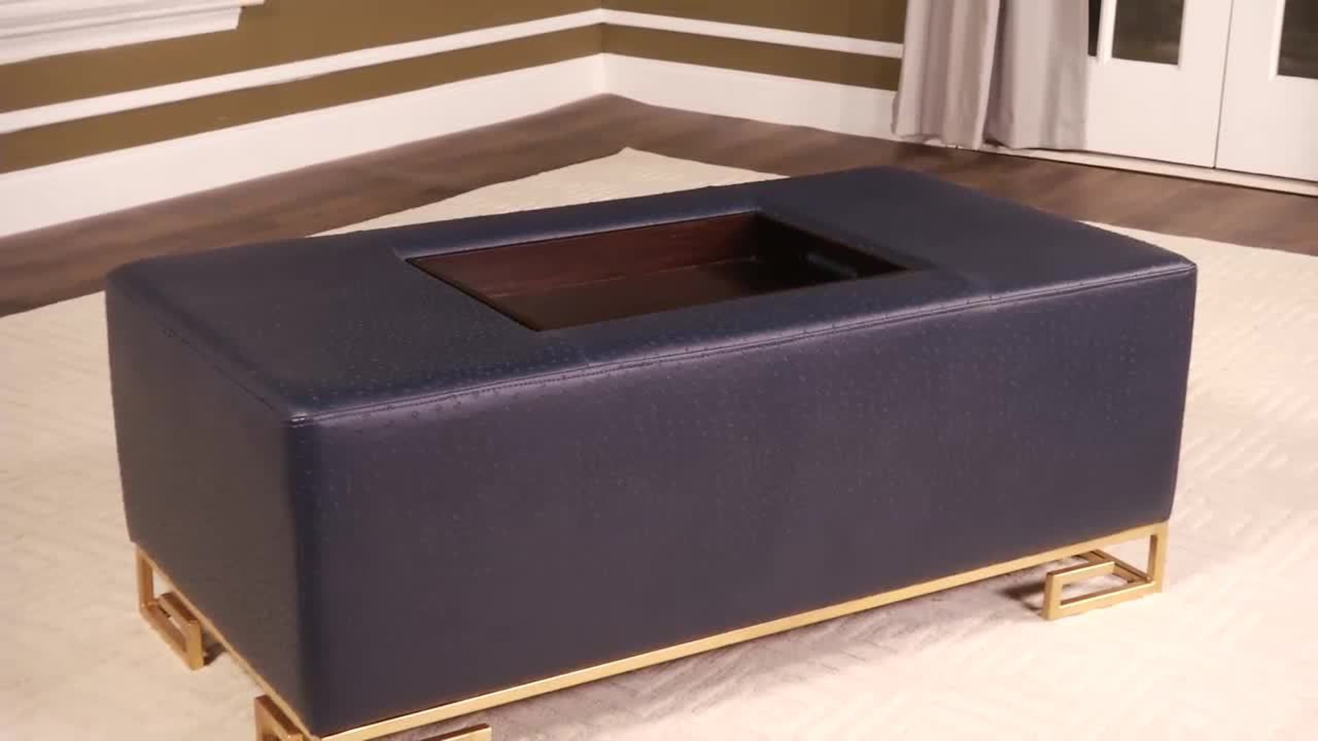 Safavieh Julian Faux Ostrich Tray Ottoman Coffee Table Contemporary