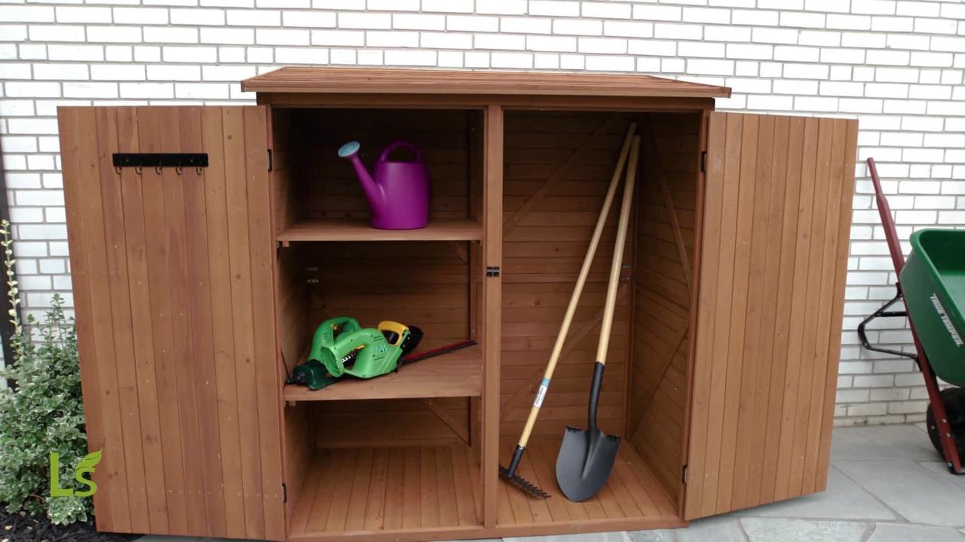 Leisure Season 2Adjustable Shelves Medium Wood Storage Shed in Brown