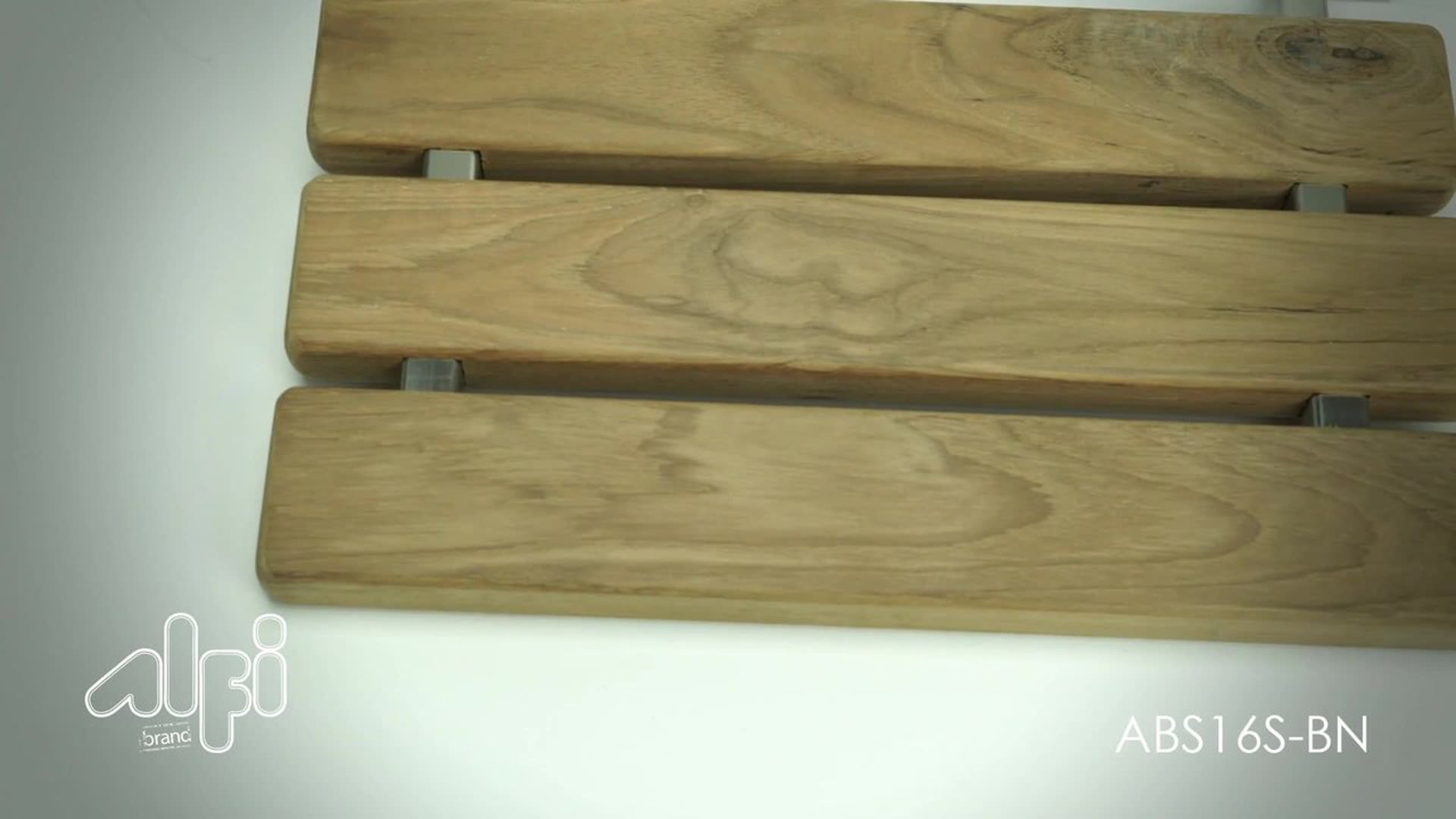 Brushed Nickel 16" Folding Teak Wood Shower Seat Bench Transitional