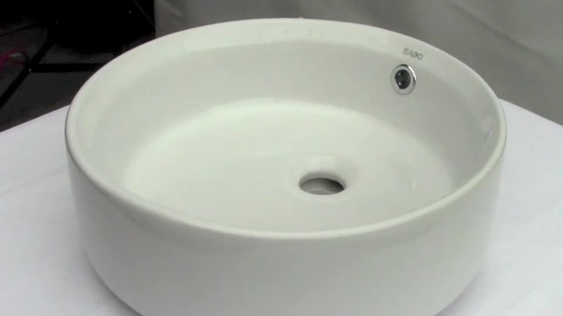 16" Round Ceramic Above Mount Bathroom Basin Vessel Sink