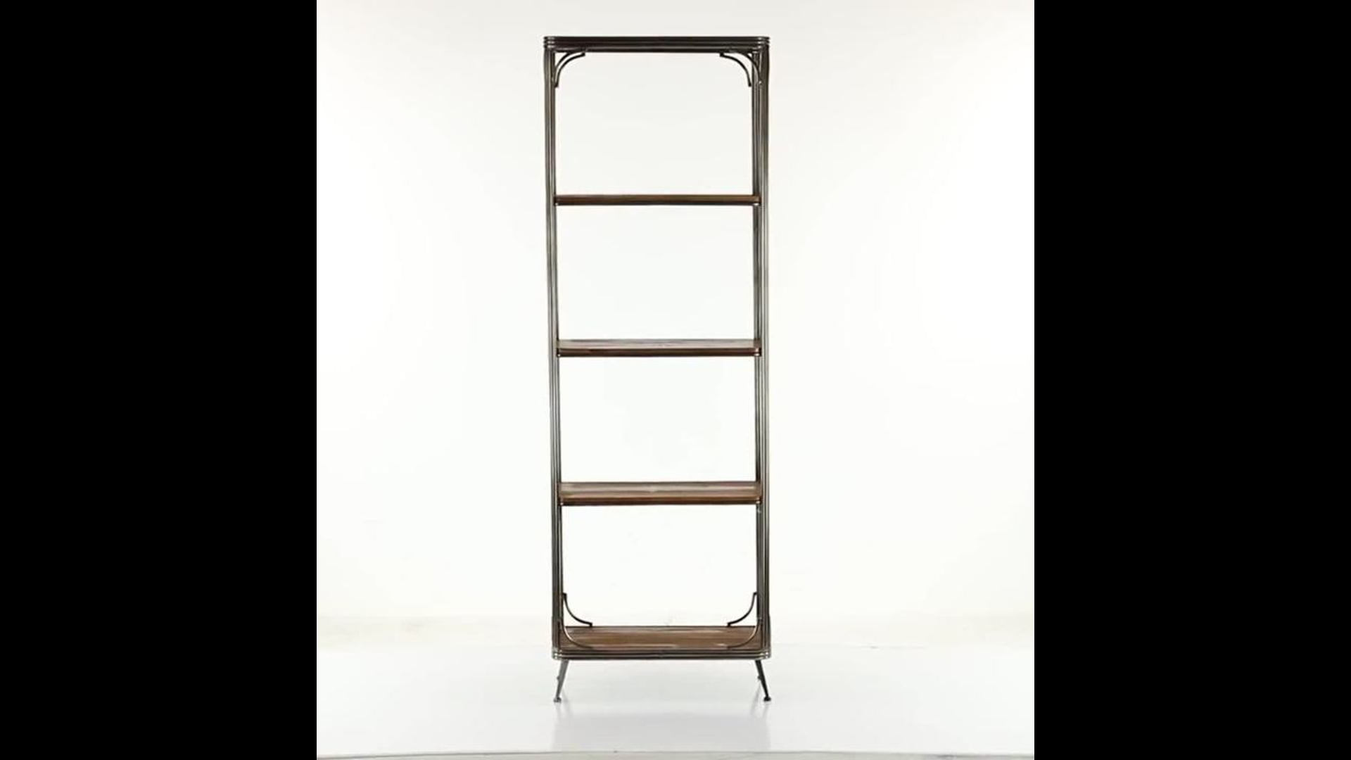 Industrial Brown Wood Shelving Unit 16410, 24" x 10" x 71" Midcentury Bookcases by