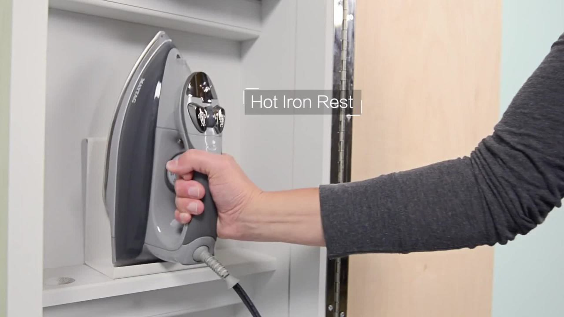 Premium Fixed Position Non-Electric Ironing Center, Mirror Door