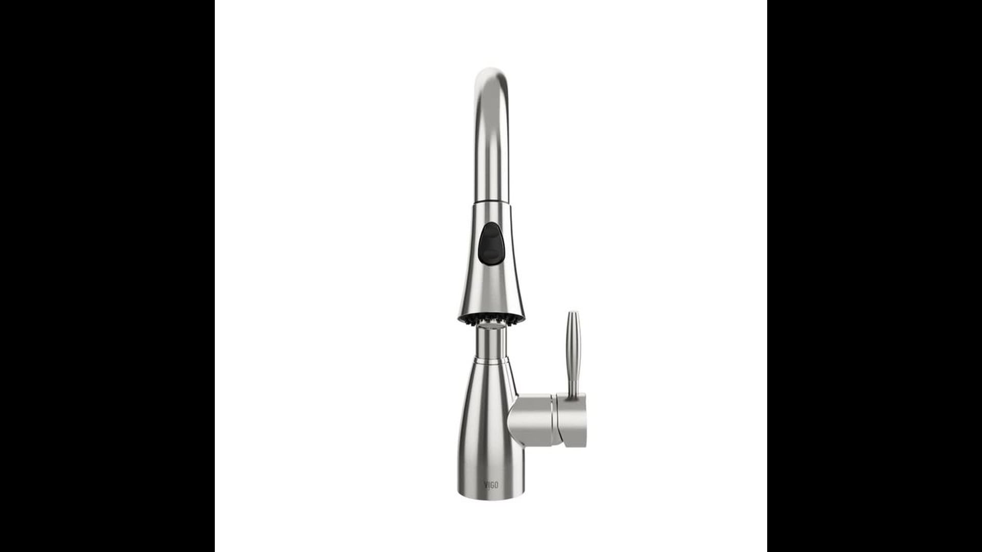 VIGO Aylesbury Pull-Down Spray Kitchen Faucet With Dispenser, Stainless Steel