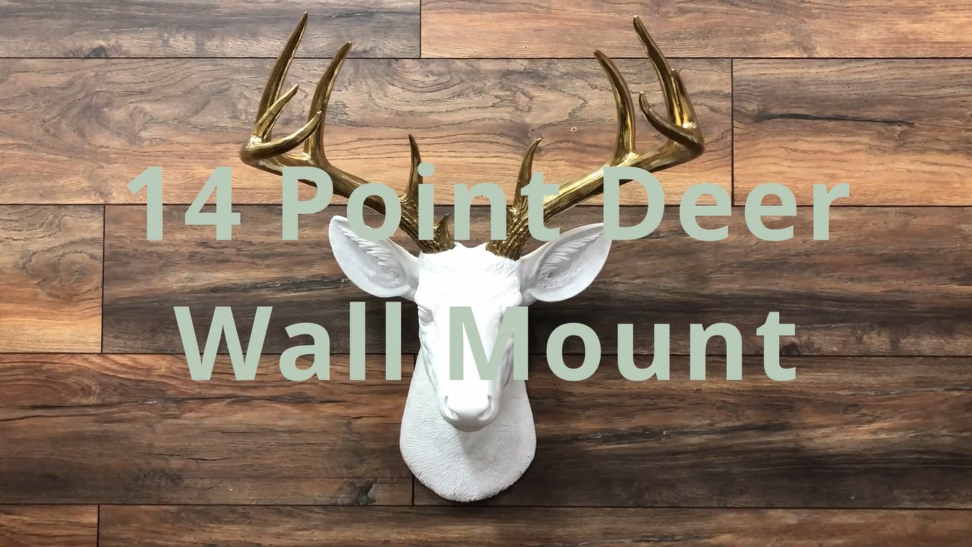 Faux Deer Head Wall Mount - 14 Point Stag Head Antlers, White and Bronze