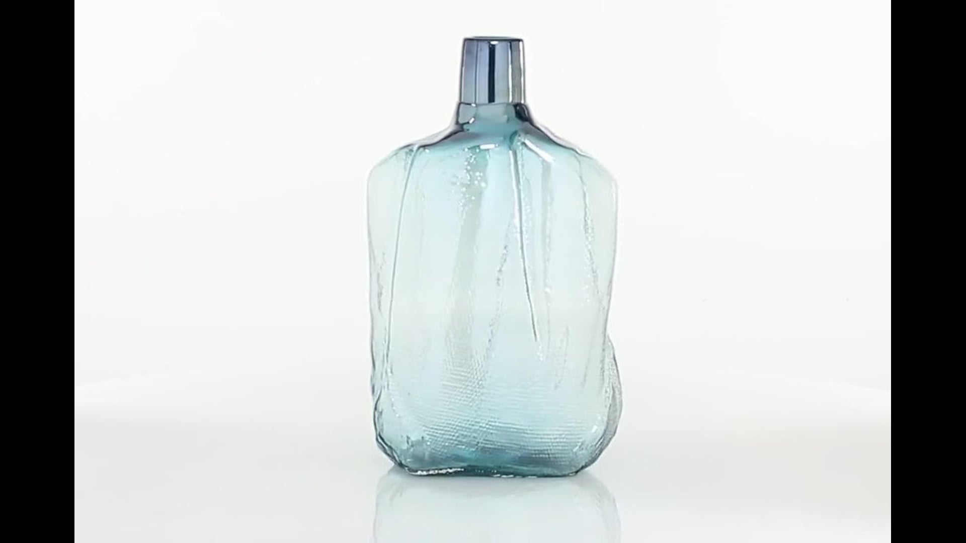 Modern Blue Glass Vase 83367, 10" x 6" x 16" Contemporary Vases