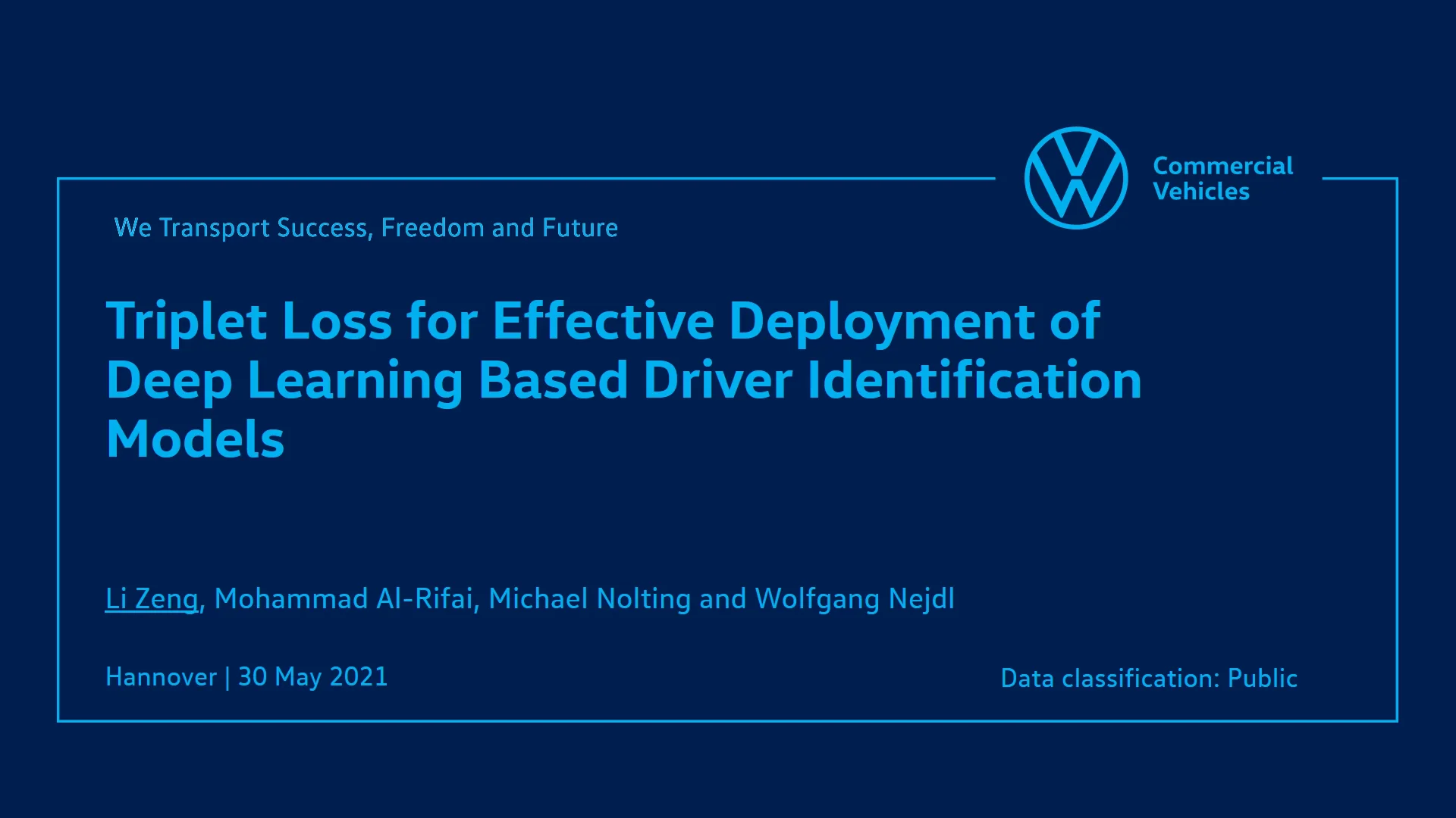 AI in the Automotive Industry Driver Identification with Triplet Loss
