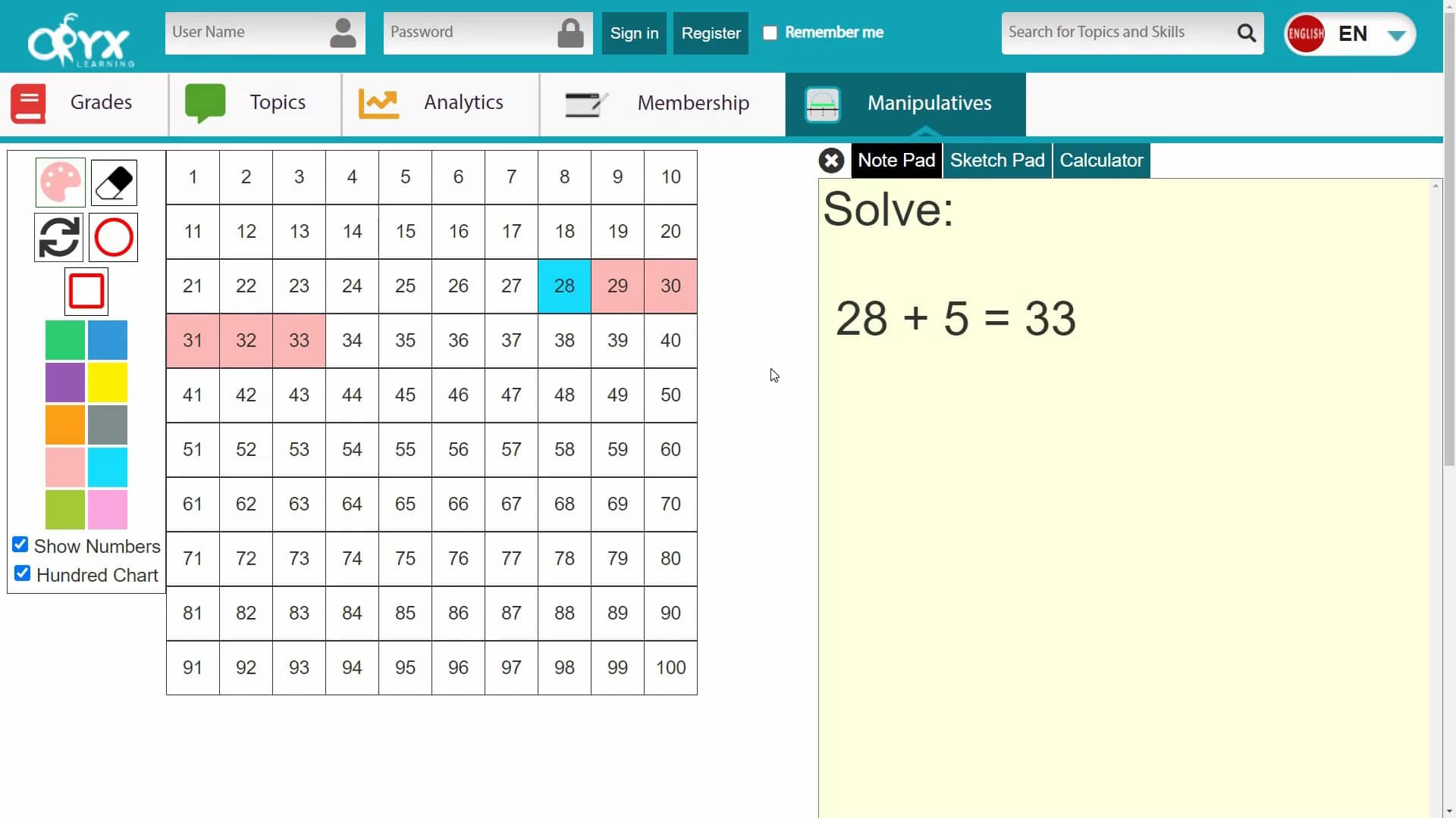 Interactive Hundred Chart - Addition and Subtraction on Vimeo