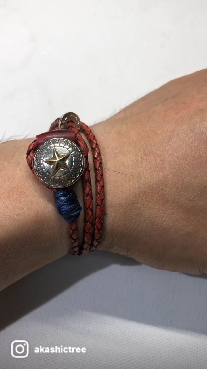 Leather Concho Bracelet Color-Red Leather Concho Bracelet Color-Red