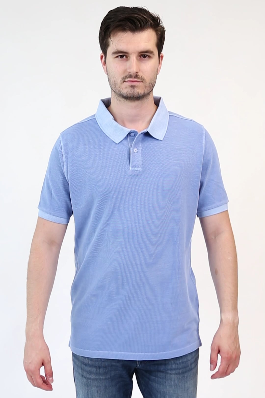 Suitable Respect Pete Polo Shirt Mid Blue RSP-05-GDPO-BLU order online | Suitable