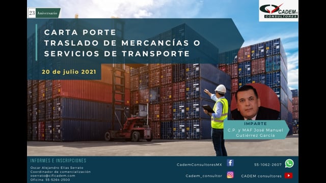 CARTA PORTE, TRASLADO DE MERCANCÍAS O SERVICIOS  DE TRANSPORTE