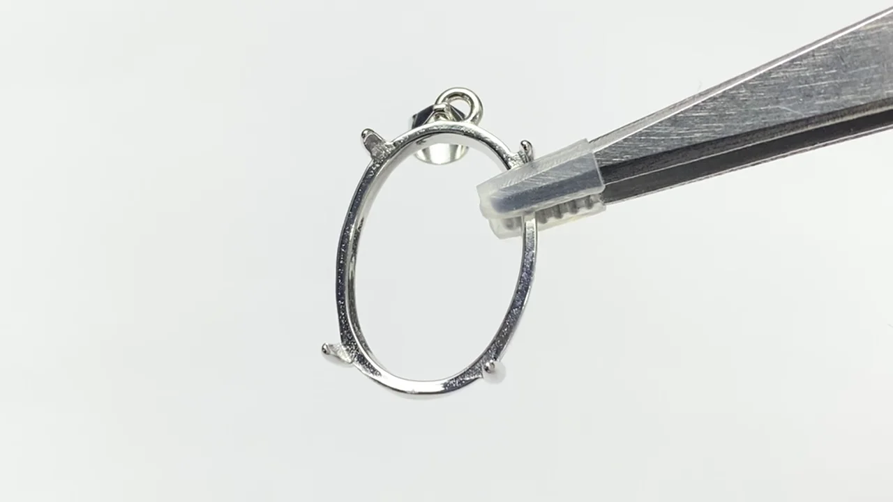 動画】Silver925 ペンダント空枠 オーバル18×13mm ロジウム 1個