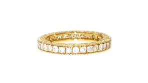 1.00 ct. t.w. Diamond Eternity Band with Beaded Edges in 14kt Yellow Gold