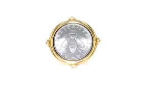 Italian 18kt Gold Over Sterling 2-Lira Bee Coin Ring