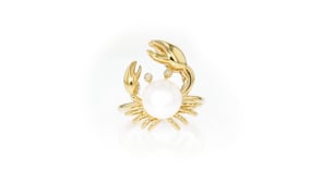 9mm Cultured Pearl Crab Ring with Diamond Accents in 18kt Gold Over Sterling