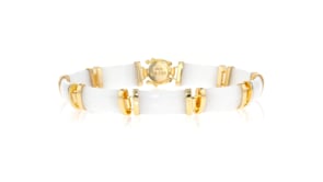 White Jade Chinese Symbol Bracelet in 18kt Gold Over Sterling