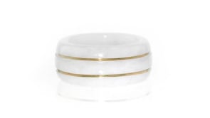 White Jade Ring with 14kt Yellow Gold