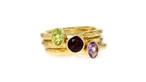 2.30 ct. t.w. Amethyst, Garnet and Peridot Jewelry Set Three Rings in 18kt Gold Over Sterling