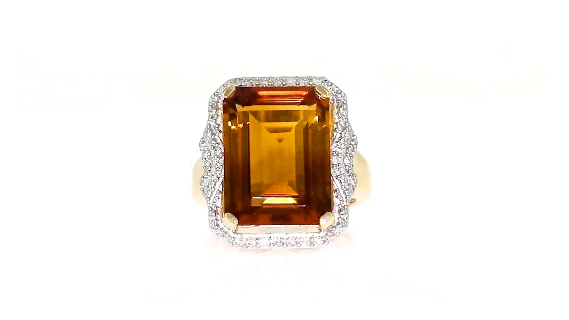 11.00 Carat Madeira Citrine and .20 ct. t.w. Diamond Ring in 18kt