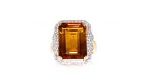 11.00 Carat Madeira Citrine and .20 ct. t.w. Diamond Ring in 18kt Gold Over Sterling