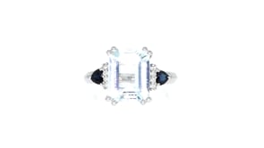 3.00 Carat Aquamarine and .30 ct. t.w. Sapphire Ring with Diamond Accents in Sterling Silver