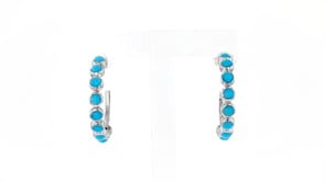 Turquoise C-Hoop Earrings in Sterling Silver