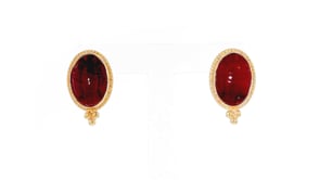Red Carnelian Scarab Earrings in 18kt Gold Over Sterling