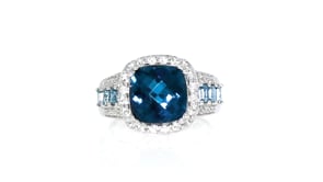 5.25 ct. t.w. London Blue and White Topaz Ring with Diamond Accents in Sterling Silver